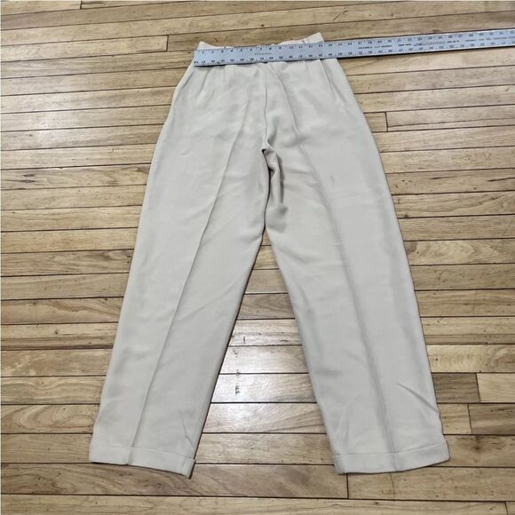 INC International Concepts Pleated Pants Women 8 Wide Cuff Cream High Rise 27x28 - Picture 6 of 16